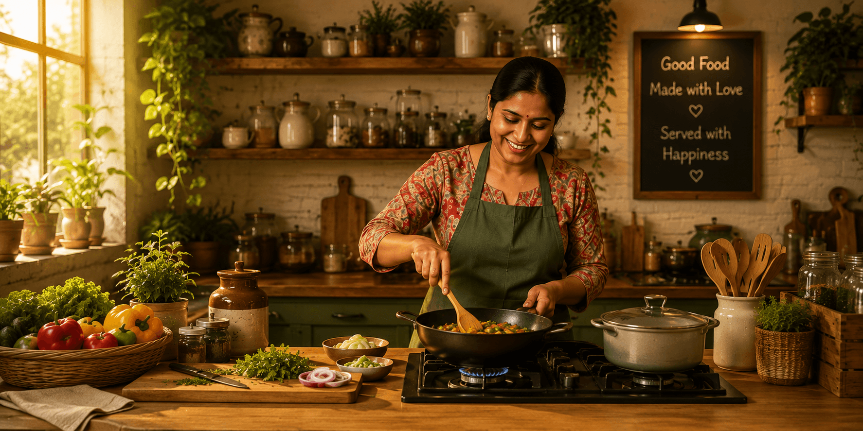Home chef preparing fresh meals